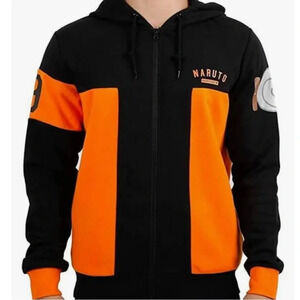 Hot Topic Naruto Shippuden Black & Orange Zip Up Hoodie. Size Medium.‎